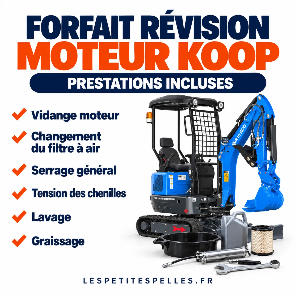 Forfait révision moteur Koop pour mini-pelle RIPPA